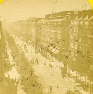 France Paris Boulevard Haussman old Stereo Photo Block 1865