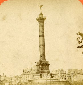 France Paris Ruins Place of La Bastille old Stereo Photo Block 1870