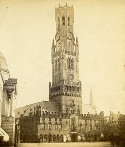 Belgium Bruges Belfry old Stereo Photo Ad. Braun 1865