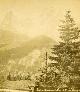 Switzerland Bernese Alps Mount Eiger old Stereo Photo 1880
