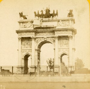 Italy Milano Arch of Peace old Stereo Photo Block 1865