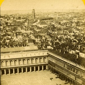 Italy Venice Panorama old Stereo Photo Block 1865