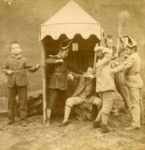 France Paris Children's Games Taking the Redoubt old Stereo Photo 1865