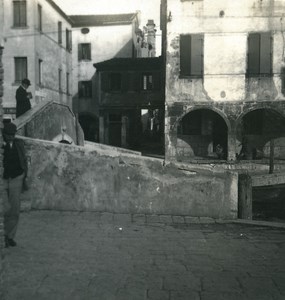 Italy Chioggia Canale Vena Bridge old Possemiers Stereo Photo 1908