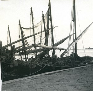 Italy Chioggia Port Fish Boat old Possemiers Stereo Photo 1908