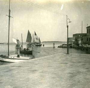 Italy Chioggia Port Fish Boat old Possemiers Stereo Photo 1908