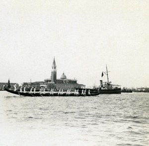 Italy Venice Visit of William II Gondola Parade old Possemiers Stereo Photo 1908