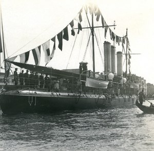 Italy Venice Visit William II Italian Cruiser old Possemiers Stereo Photo 1908