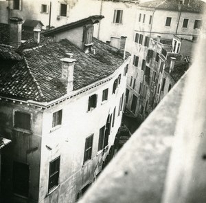 Italy Venice a Canal seen from Top old Possemiers Stereo Photo 1908