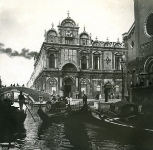 Italy Venice Rio dei Medicanti & Church old Possemiers Stereo Photo 1908