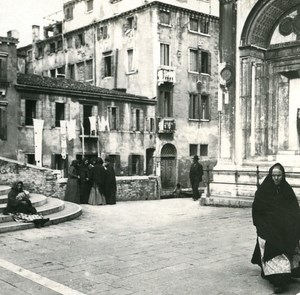 Italy Venice Warf of Campo S Giovanni e Paolo old Possemiers Stereo Photo 1908