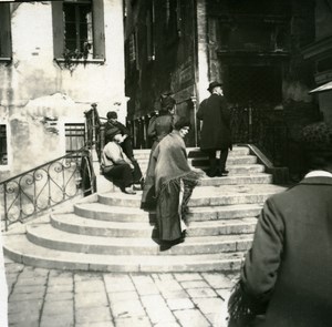 Italy Venice Bridge on Small Canal old Possemiers Stereo Photo 1908