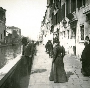 Italy Venice Fundamenta Cappuccine Promenade old Possemiers Stereo Photo 1908