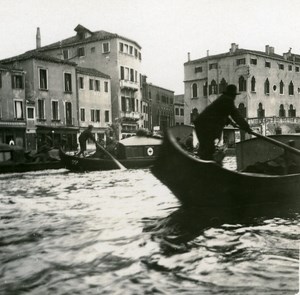 Italy Venice Grand Canal Funeral old Possemiers Stereo Photo 1908