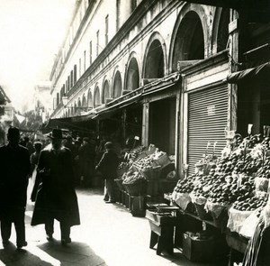 Italy Venice Fruit Stores at Ponte Rialto old Possemiers Stereo Photo 1908