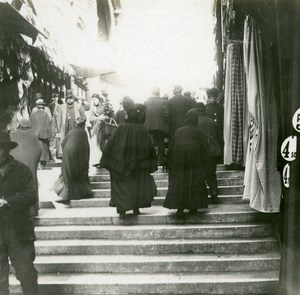 Italy Venice On the Steps Ponte Rialto old Possemiers Stereo Photo 1908