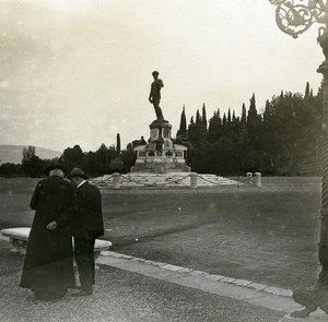 Italy Firenze Monument Michelangelo old Possemiers Stereo Photo 1908