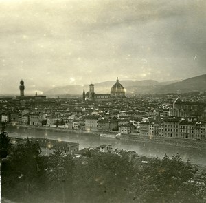 Italy Firenze Panorama from Viale dei Colli old Possemiers Stereo Photo 1908
