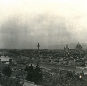 Italy Firenze Panorama from Viale dei Colli old Possemiers Stereo Photo 1908