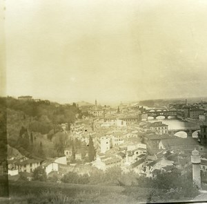 Italy Firenze Panorama from Viale dei Colli old Possemiers Stereo Photo 1908