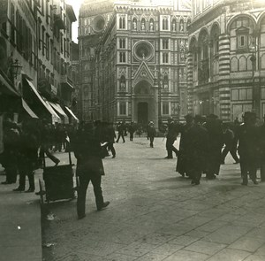 Italy Firenze Piazza del Duomo old Possemiers Stereo Photo 1908