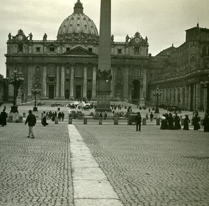 Italy Roma Vatican St Peter Basilica & Place old Possemiers Stereo Photo 1908