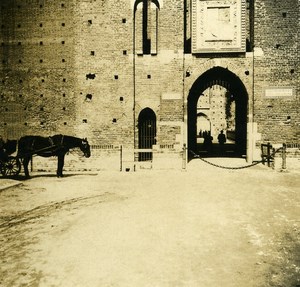 Italy Milano Castle Sforza Facade old Possemiers Stereo Photo 1908