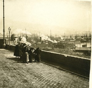 Italy Genoa Bridge to Coals old Possemiers Stereo Photo 1908