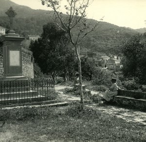 France Corse Capo di Lino Panorama ancienne photo stereo Amateur 1920