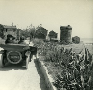 France Corse Tour genoise Miomo ancienne photo stereo Amateur 1920