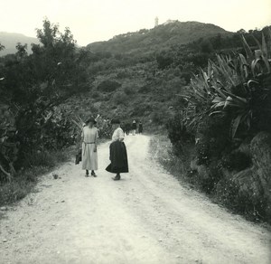 France Corse Bastia route de Ste Lucie ancienne photo stereo Amateur 1920