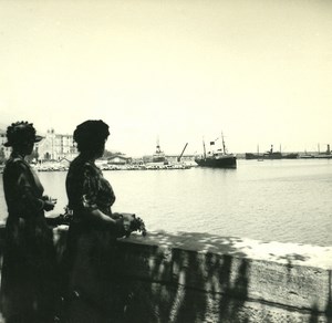 France Corse Bastia Nouveau Port Depart du Liamone ancienne photo stereo Amateur 1920