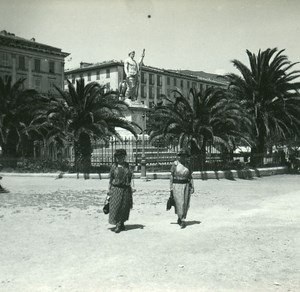 France Corse Bastia Place Saint Nicolas ancienne photo stereo Amateur 1920