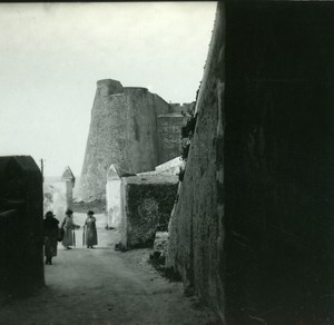 France Corse Calvi Entree de la Haute Ville ancienne photo stereo Amateur 1920