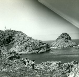 France Corse Ile Rousse Rocher du Phare ancienne photo stereo Amateur 1920