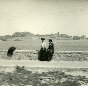 France Corse Ile Rousse pres de la Gare ancienne photo stereo Amateur 1920