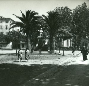 France Corse Ile Rousse Place Paoli ancienne photo stereo Amateur 1920