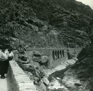 France Corse Scala di Santa Regina Viaduc ancienne photo stereo Amateur 1920