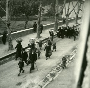 France Corse Calacuccia Construction d une Maison Participants ancienne photo stereo Amateur 1920