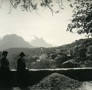 France Corse Evisa Panorama ancienne photo stereo Amateur 1920