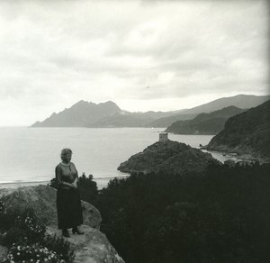 France Corse Golfe de Porto ancienne photo stereo Amateur 1920