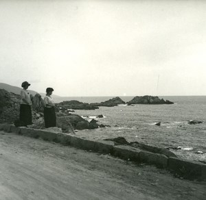 France Corse Sagone au bord du golfe ancienne photo stereo Amateur 1920