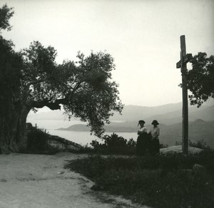 France Corse Calcatoggio panorama ancienne photo stereo Amateur 1920