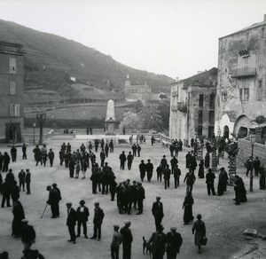 France Corse Sartene Place Porta ancienne photo stereo Amateur 1920