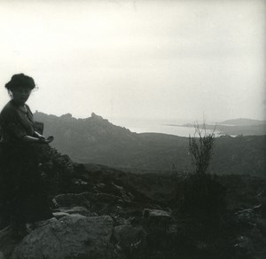 France Corse anse de Roccapina ancienne photo stereo Amateur 1920