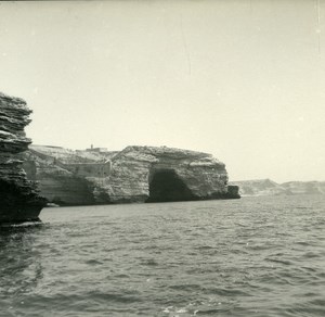 France Corse Bonifacio Grotte de Saint Antoine ancienne photo stereo Amateur 1920