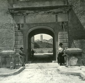 France Corse Bonifacio le Pont Levis ancienne photo stereo Amateur 1920