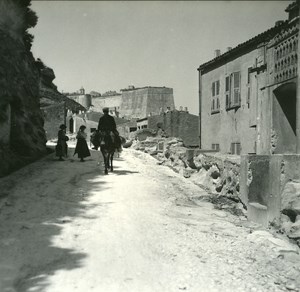 France Corse Bonifacio Rampe d acces a la Ville Haute ancienne photo stereo Amateur 1920