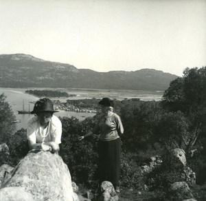 France Corse Porto Vecchio Panorama ancienne photo stereo Amateur 1920