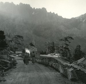 France Corse Maison Cantonniere de Bavella ancienne photo stereo Amateur 1920